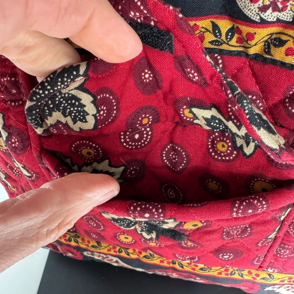 Retired Vera Bradley Provincial Red‎ Maple Leaf Villager Tote Bag And Wallet